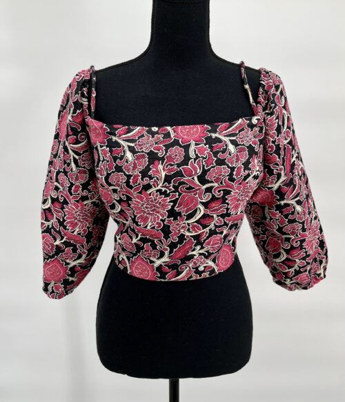 Blouse - Cropped Pink Floral - Image 2