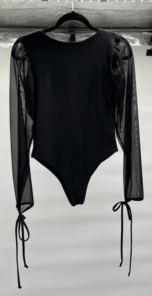 Blouse - Black Body With Transparent Sleeves - Image 2