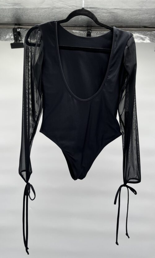 Blouse - Black Body With Transparent Sleeves - Image 3