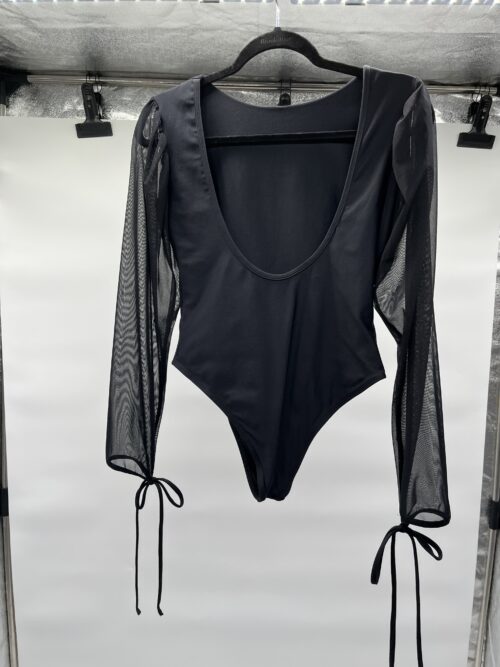 Blouse - Black Body With Transparent Sleeves - Image 4