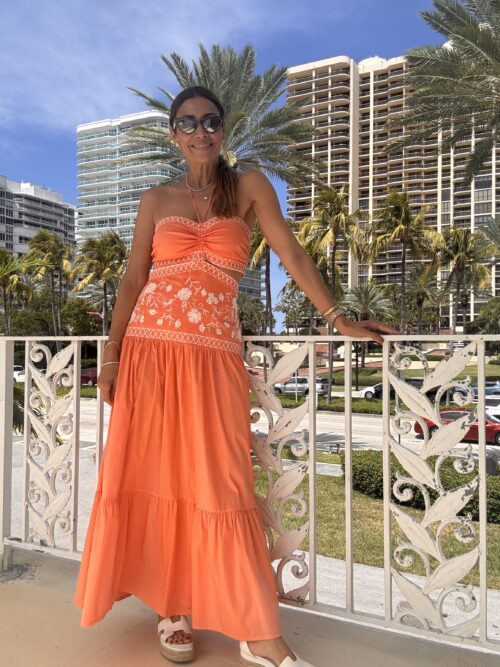 Dress - Peach  Dress Cut Out Embroidery - Image 9