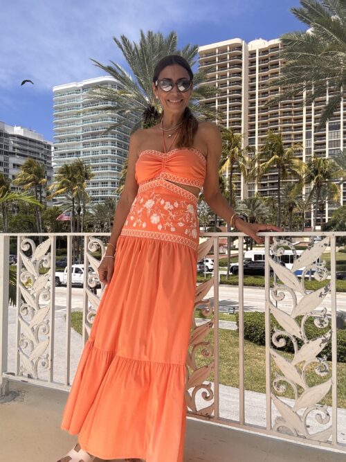 Dress - Peach  Dress Cut Out Embroidery - Image 8