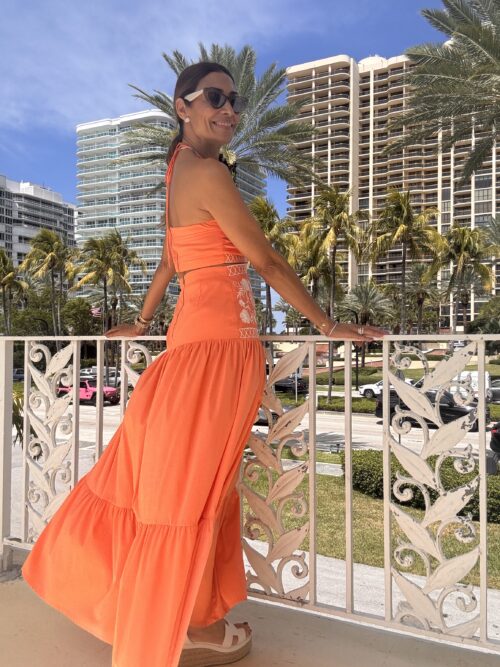 Dress - Peach  Dress Cut Out Embroidery - Image 7
