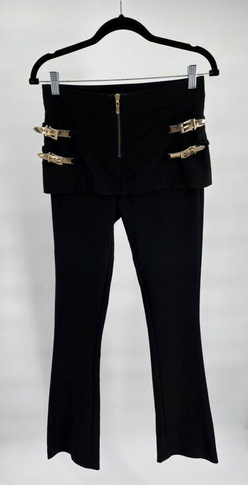 Pants - Black Pants With Gold Buckles Details