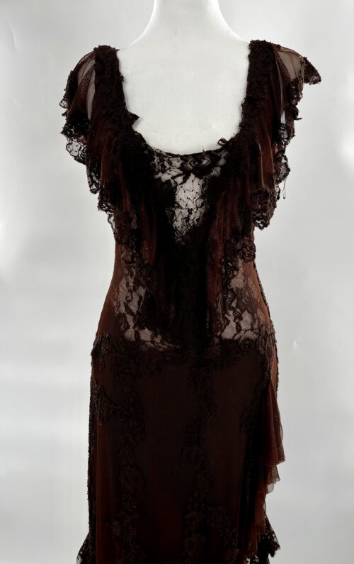 Rent - Brown Dress Made By Tulle and Lace - Image 6