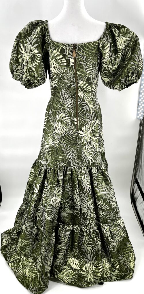 Rent- Long Dress Printed Green Mixed