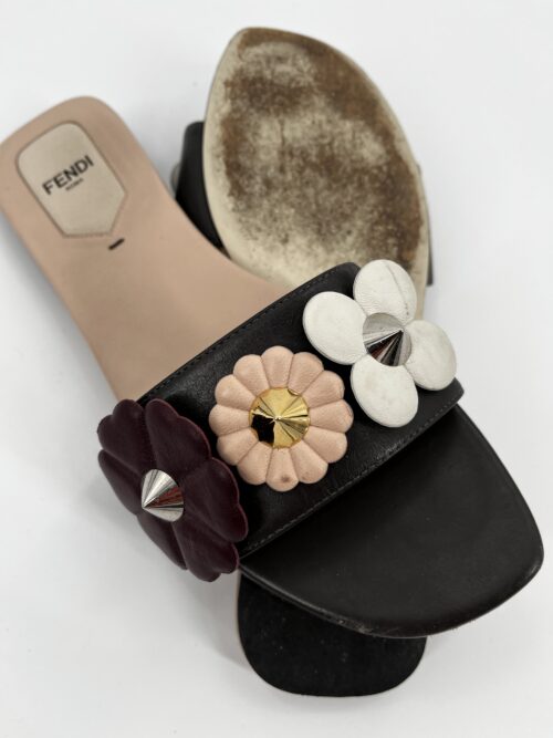 Shoes - Fendi Flower Black Flats - Image 4