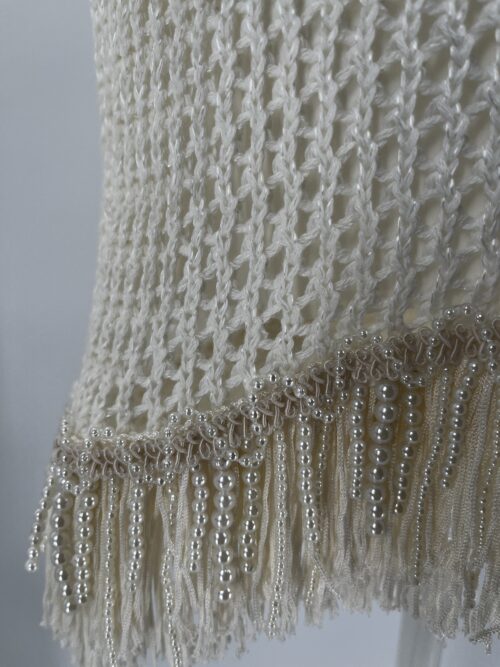 SUPER SALE - Dress - Short Dress Off White With Fringes - Image 7