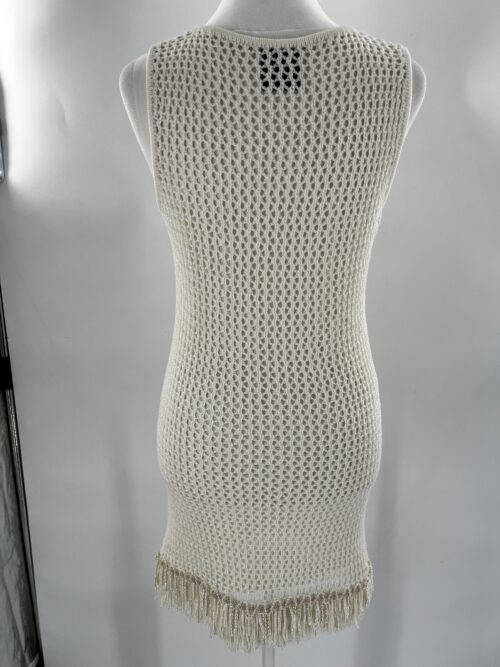 SUPER SALE - Dress - Short Dress Off White With Fringes - Image 3