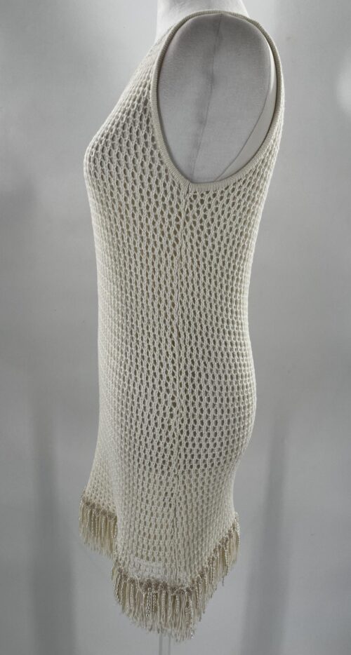 SUPER SALE - Dress - Short Dress Off White With Fringes - Image 5