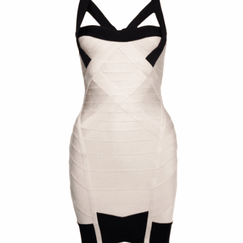 Dress - Beige and Black Herve Leger Dress