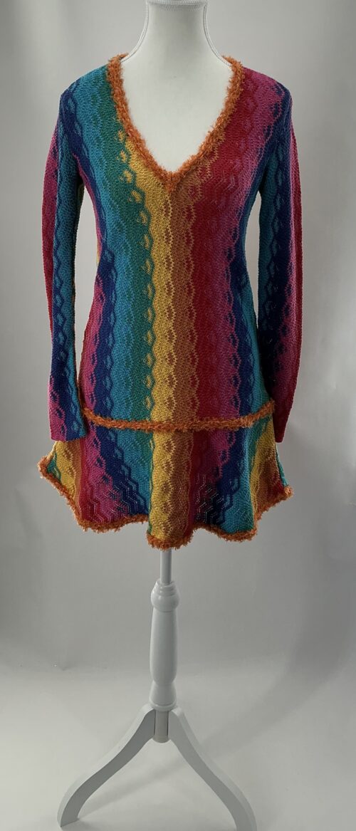 Dress - Short Multicolor Knit Dress - Image 2