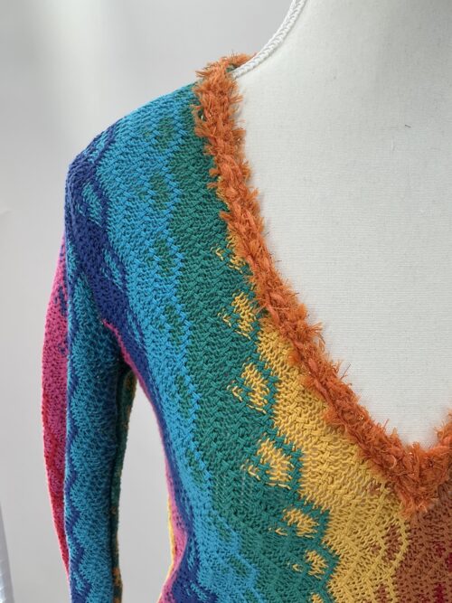 Dress - Short Multicolor Knit Dress - Image 5