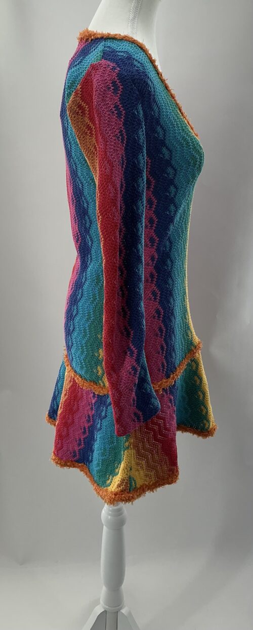 Dress - Short Multicolor Knit Dress - Image 4