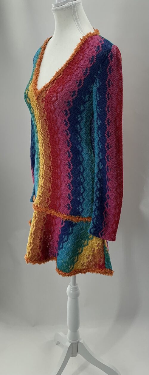 Dress - Short Multicolor Knit Dress - Image 8