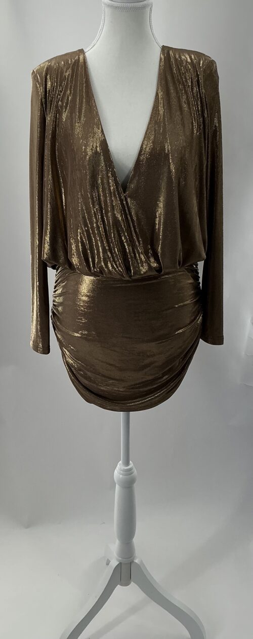 Dress - Short Gold Dress V Neck
