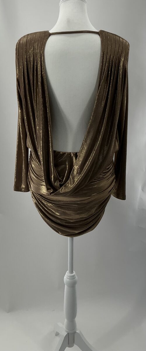 Dress - Short Gold Dress V Neck - Image 4