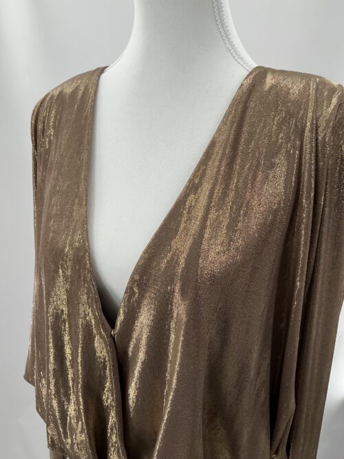 Dress - Short Gold Dress V Neck - Image 5