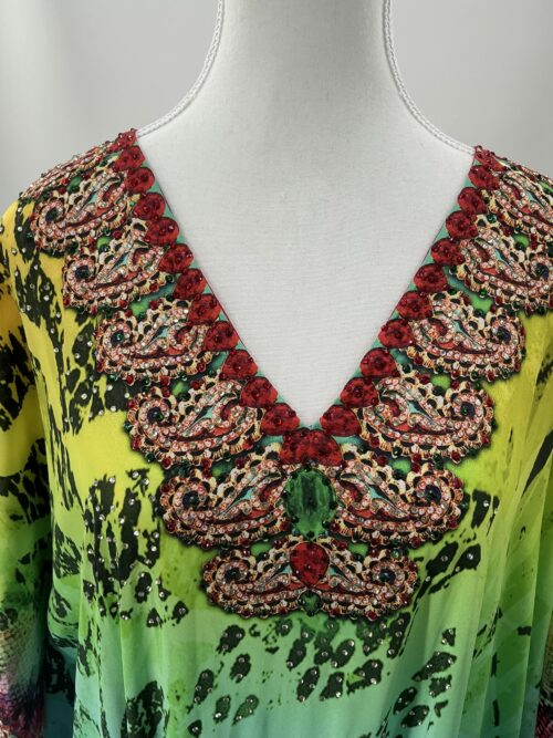 Dress - Long Caftan Blue and Green