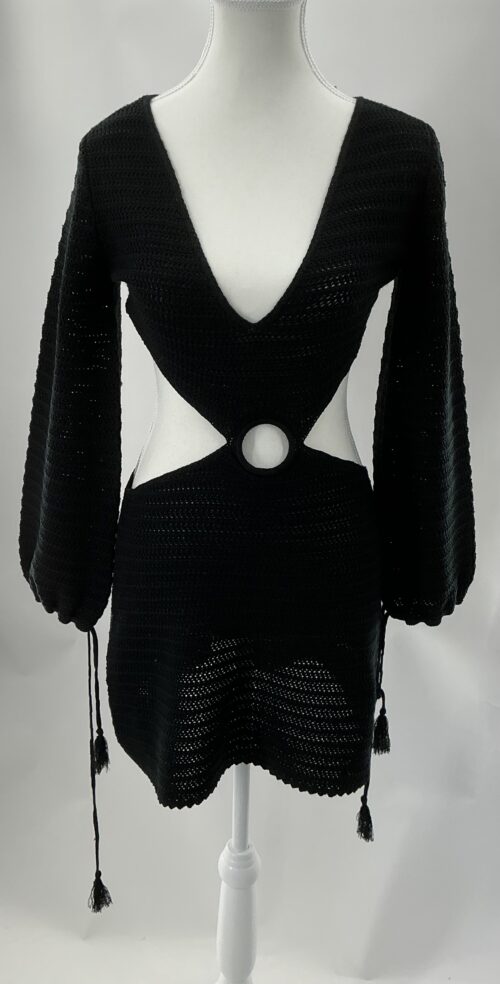 Dress - Short Black Tricot Cut-Out Dress Ring
