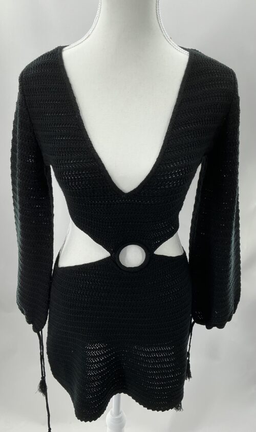 Dress - Short Black Tricot Cut-Out Dress Ring - Image 4