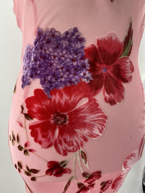 Dress - Midi Floral Dress Rosé Devore Fabric - Image 3