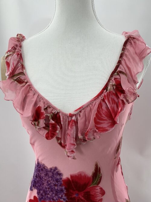 Dress - Midi Floral Dress Rosé Devore Fabric - Image 2