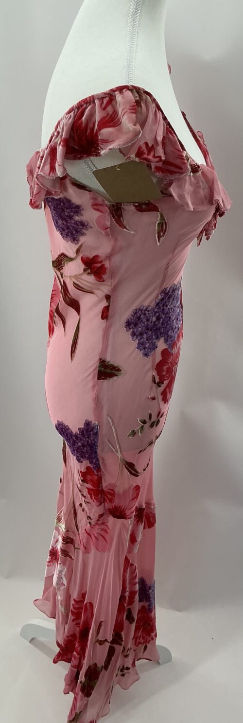 Dress - Midi Floral Dress Rosé Devore Fabric - Image 5