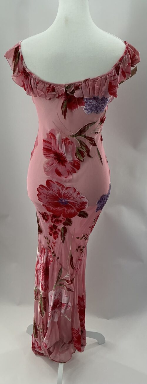 Dress - Midi Floral Dress Rosé Devore Fabric - Image 7