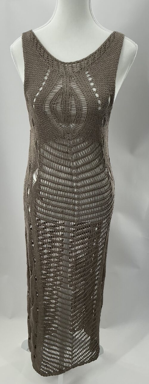 Dress - Crochet Dress Khaki Beachwear