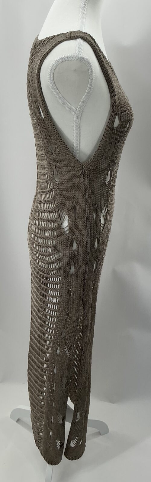Dress - Crochet Dress Khaki Beachwear - Image 3