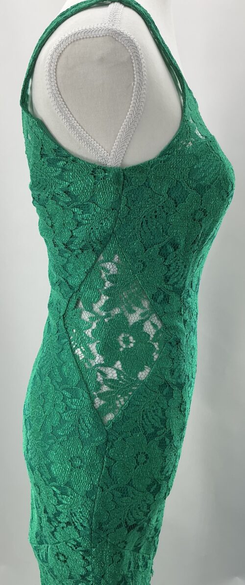 Party Dress - Long Green Lace Dress Front Slit - Image 7