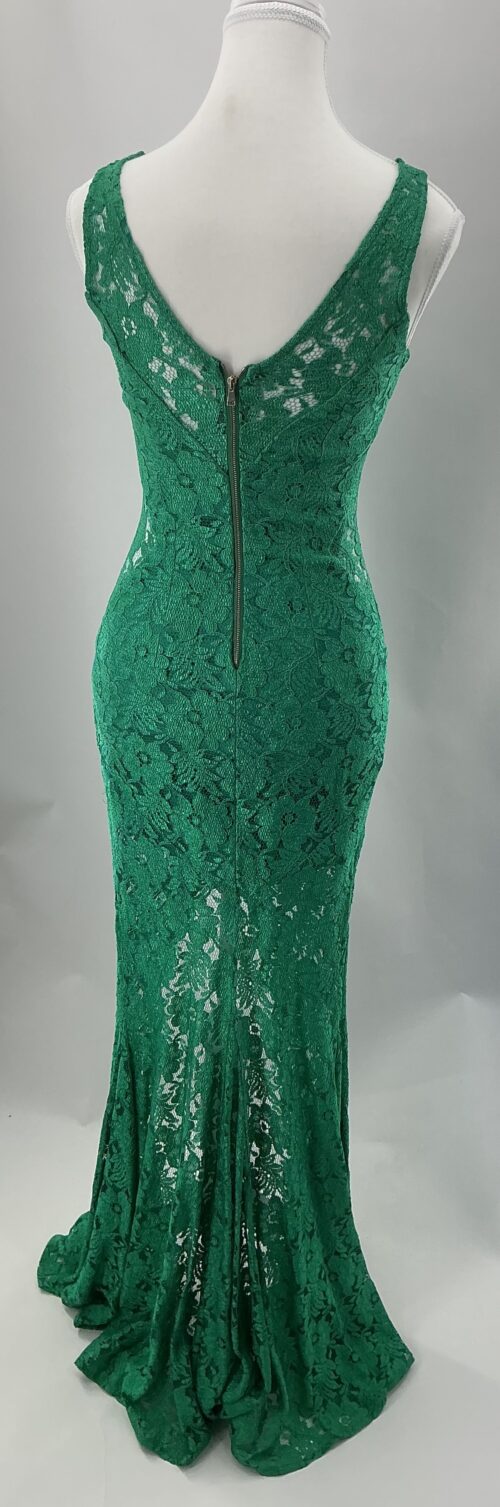 Party Dress - Long Green Lace Dress Front Slit - Image 5