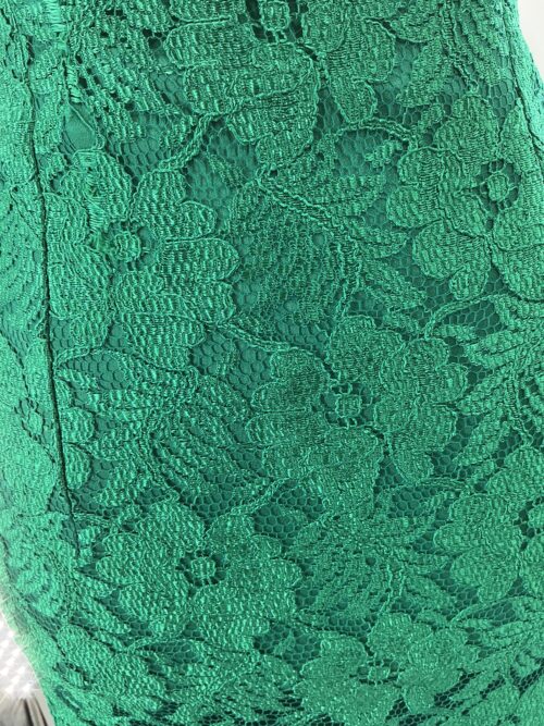 Party Dress - Long Green Lace Dress Front Slit - Image 9