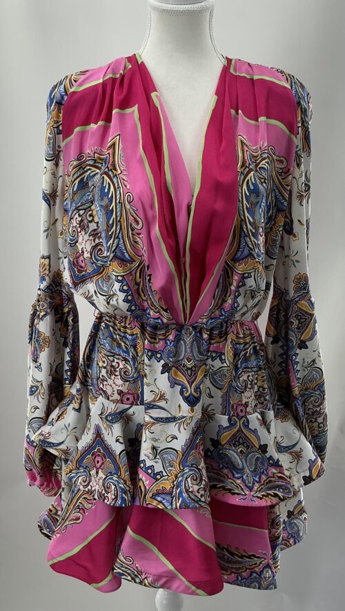 Dress - Short Dress Satin Pink Printed - Image 2