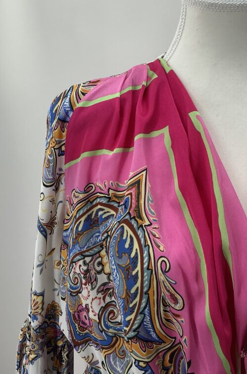 Dress - Short Dress Satin Pink Printed - Image 6