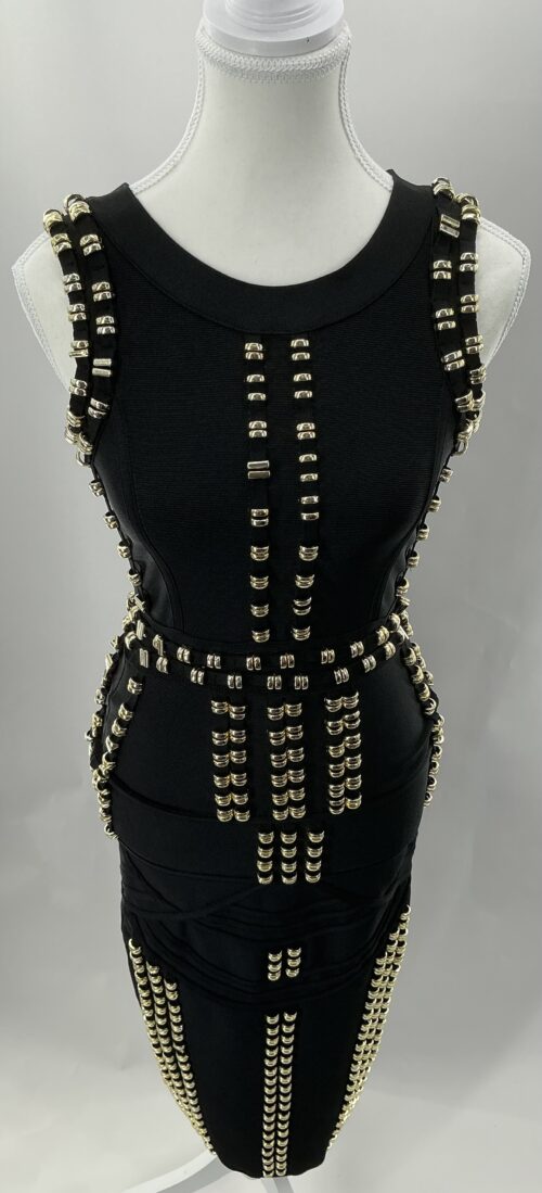 Dress - Black Midi Bandage Dress - Image 4