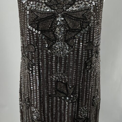 Party Dress - Short Dark Gray Embroidered Dress