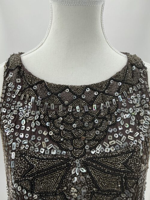 Party Dress - Short Dark Gray Embroidered Dress - Image 7