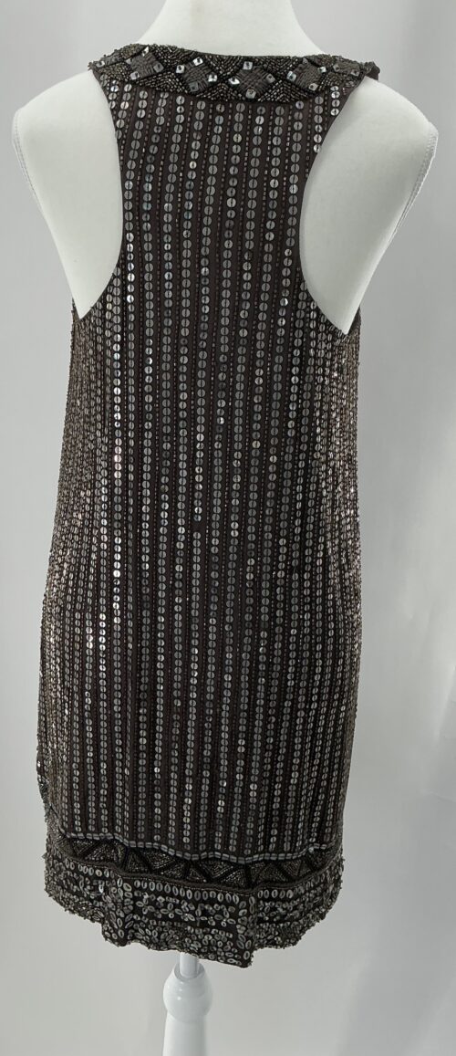 Party Dress - Short Dark Gray Embroidered Dress - Image 5