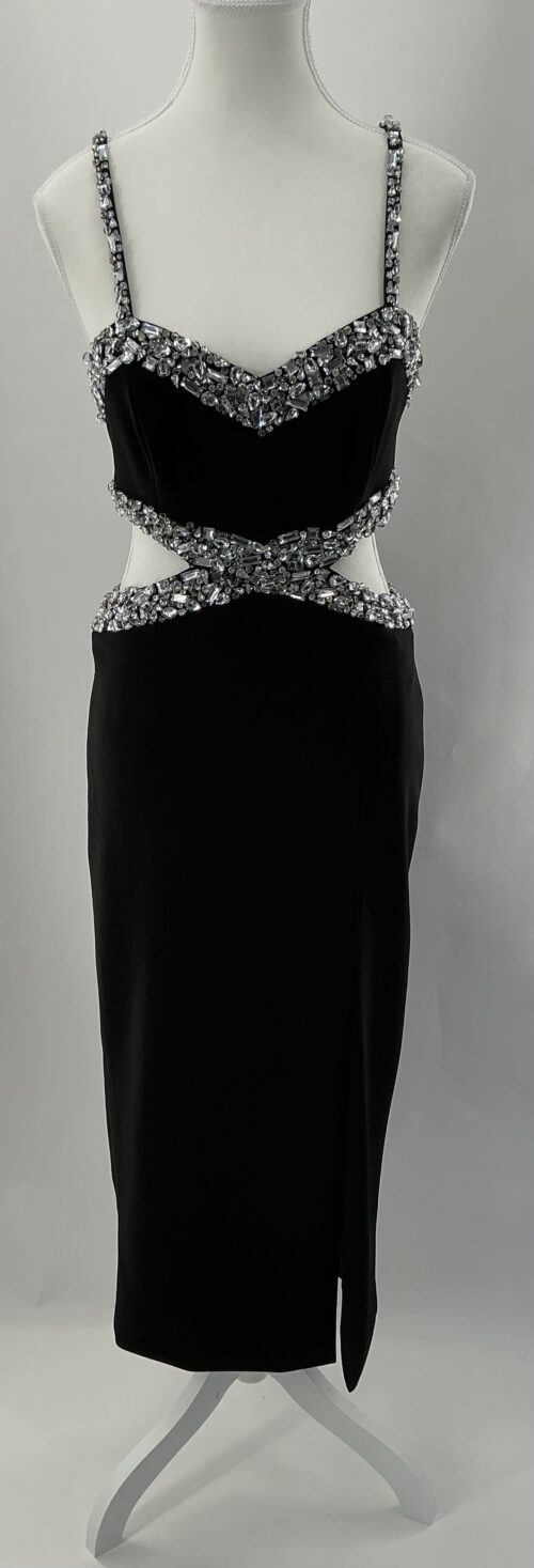 Party Dress - Black Cut-Out Midi Dress PatBo Embroidered - Image 3