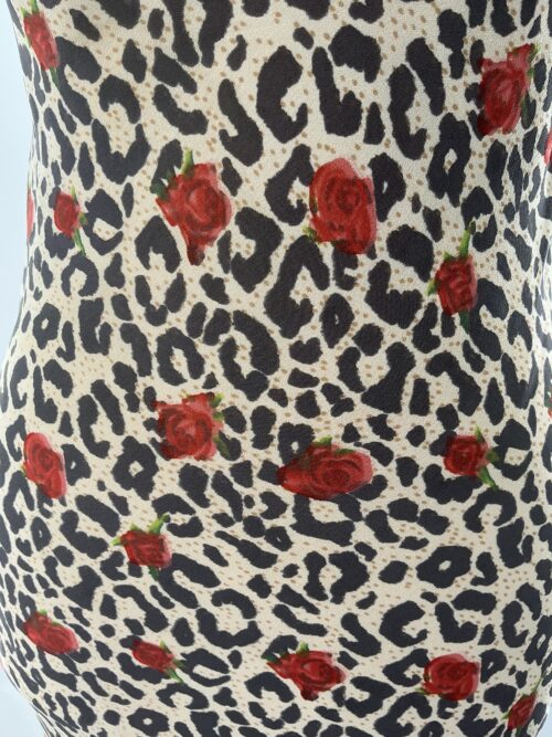 Dress - Animal Print Midi Camisole with Roses - Image 3