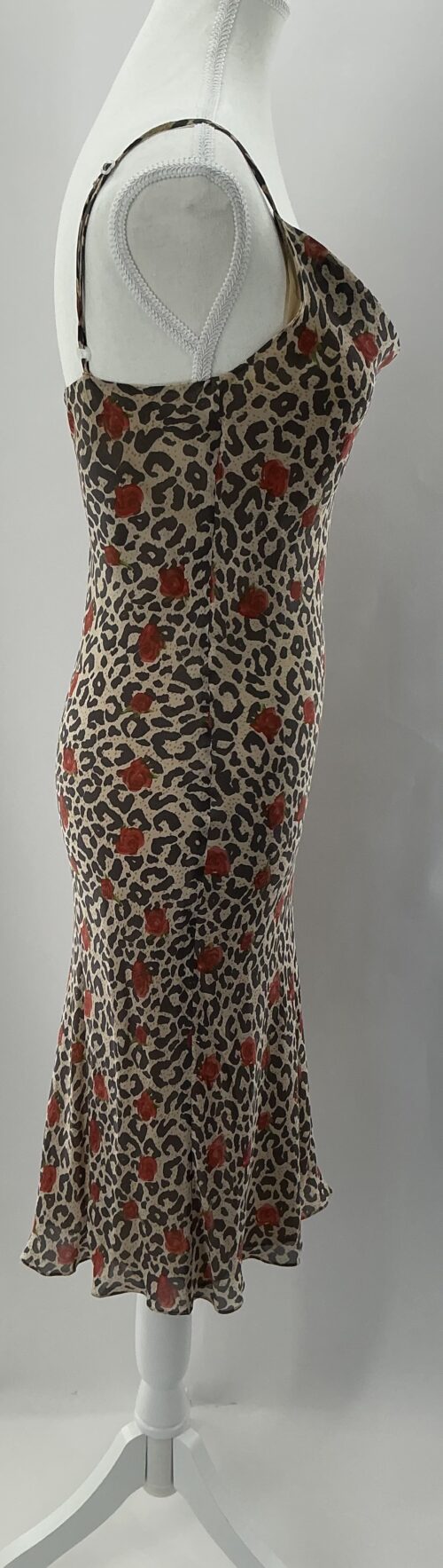 Dress - Animal Print Midi Camisole with Roses - Image 7