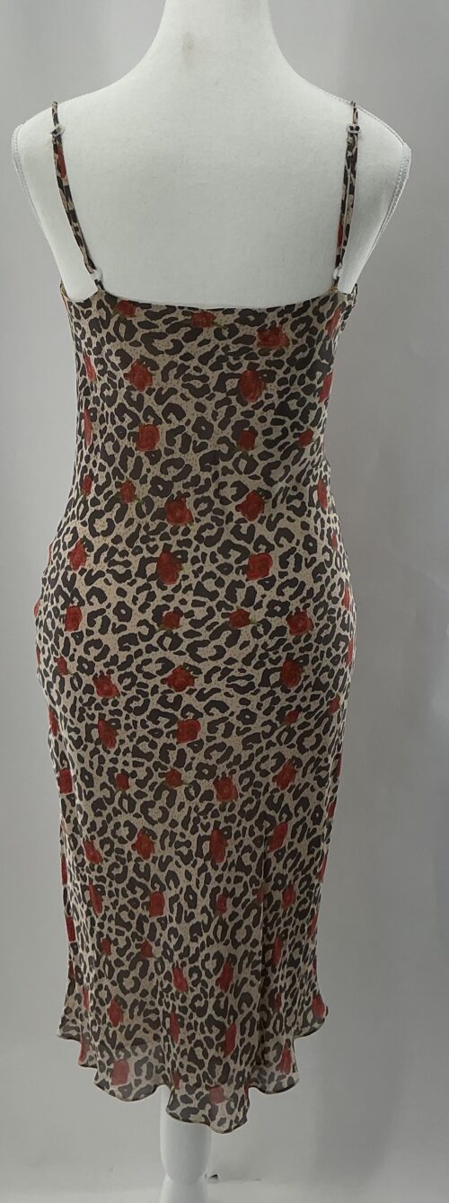 Dress - Animal Print Midi Camisole with Roses - Image 6