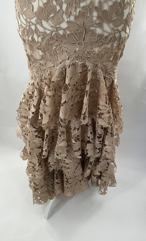 Party Dress - Long Gold Lace with Layers of Lace - Image 12