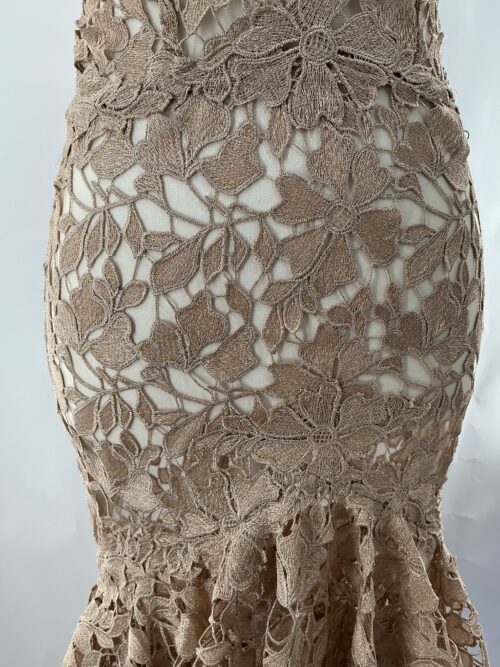 Party Dress - Long Gold Lace with Layers of Lace - Image 11