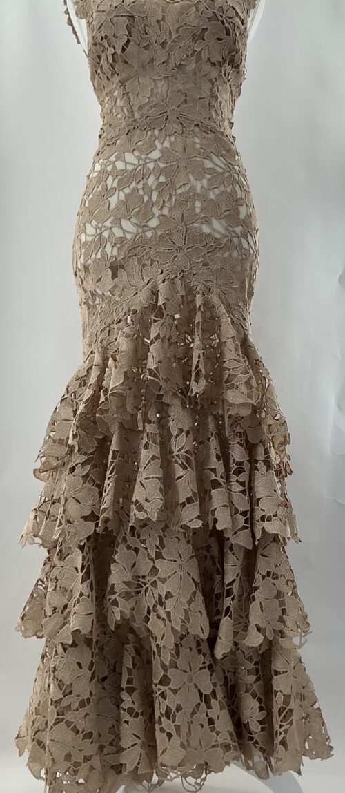 Party Dress - Long Gold Lace with Layers of Lace - Image 8