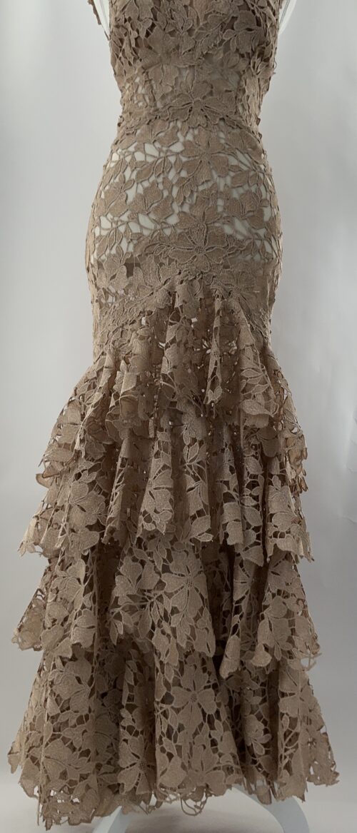 Party Dress - Long Gold Lace with Layers of Lace - Image 9