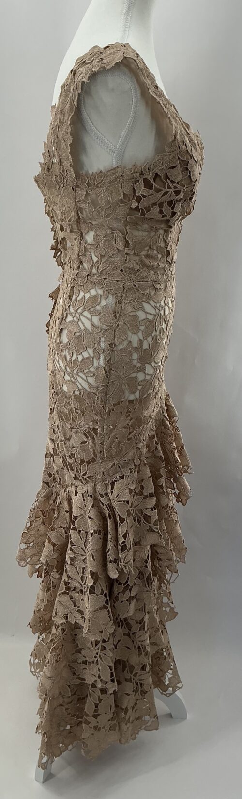 Party Dress - Long Gold Lace with Layers of Lace - Image 3