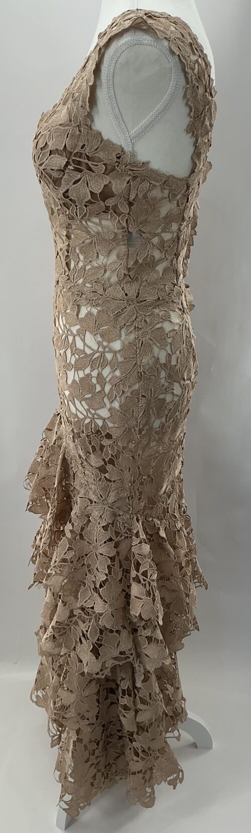 Party Dress - Long Gold Lace with Layers of Lace - Image 4